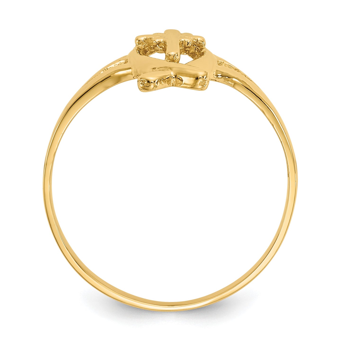 14k Ichthus with Cross Ring