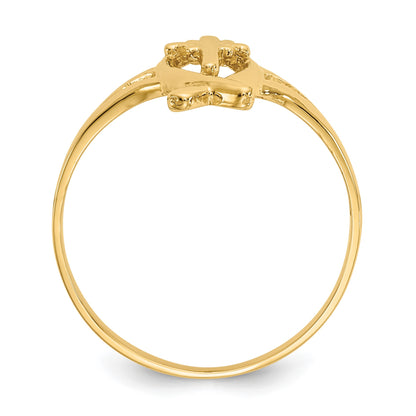 14k Ichthus with Cross Ring