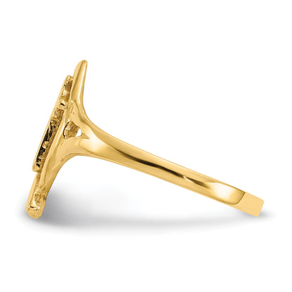 14k Ichthus with Cross Ring