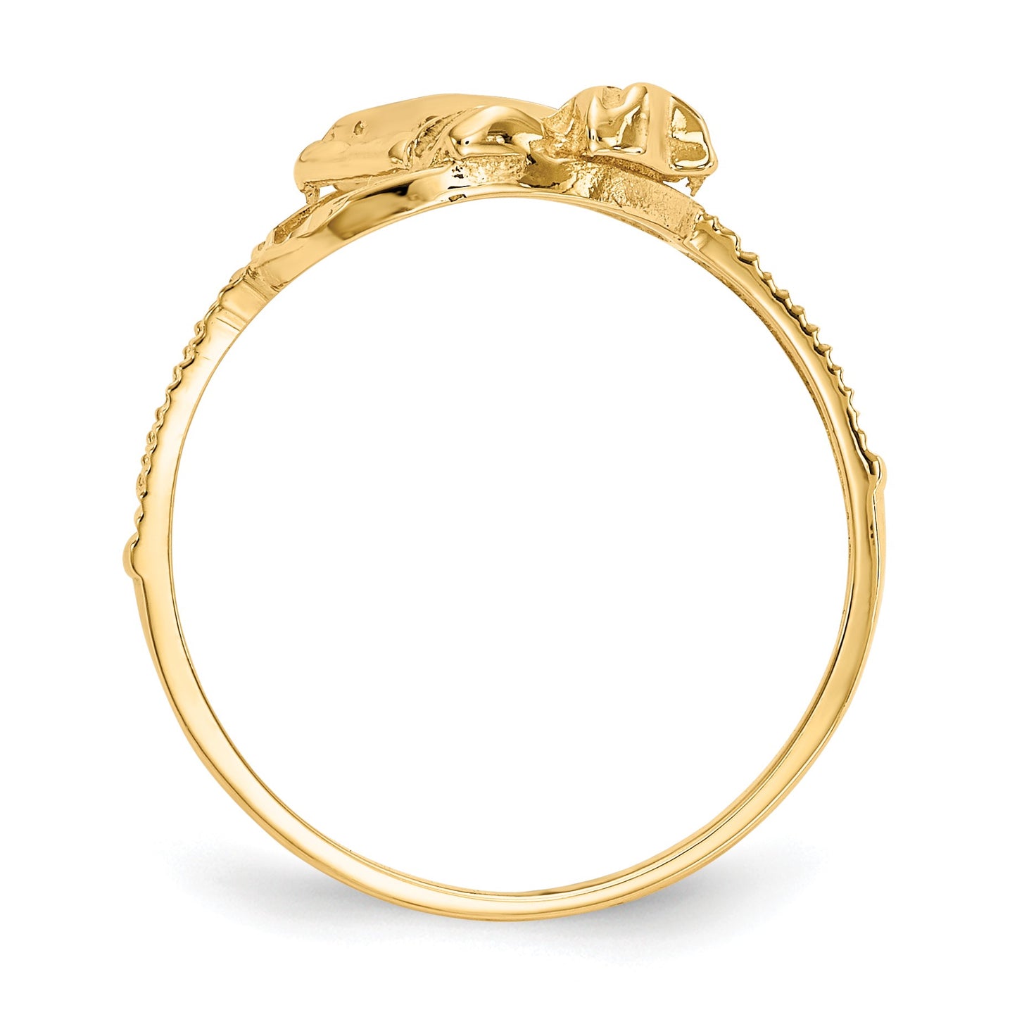 14K Two-tone Diamond Cut Praying Hands with Cross Ring