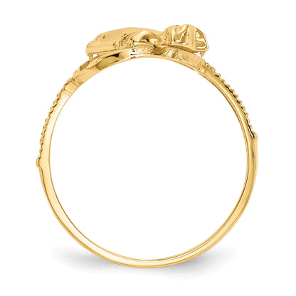 14K Two-tone Diamond Cut Praying Hands with Cross Ring