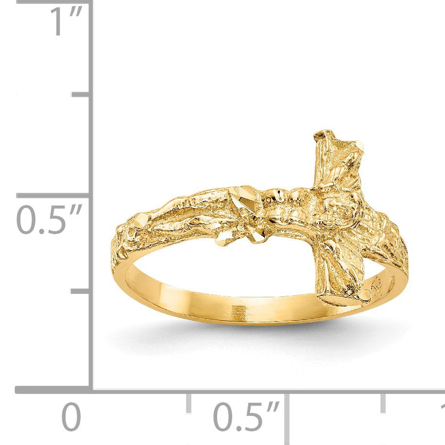 14K Diamond-cut Crucifix Ring