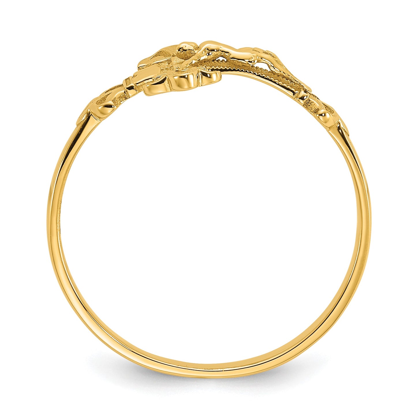 14K Diamond-cut Crucifix Ring