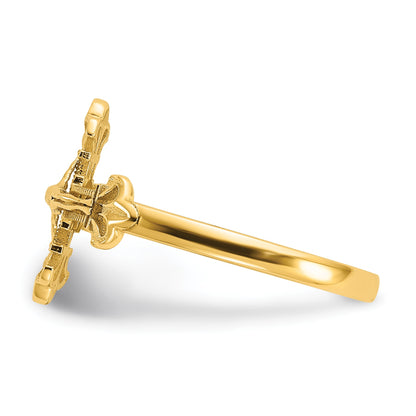 14K Diamond-cut Crucifix Ring