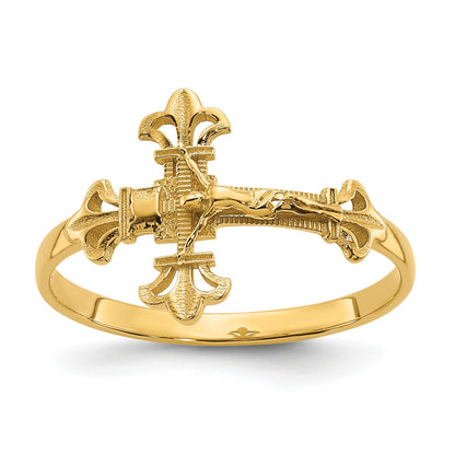 14K Diamond-cut Crucifix Ring