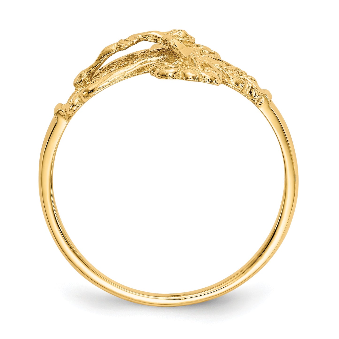 14K Diamond-cut Crucifix Ring