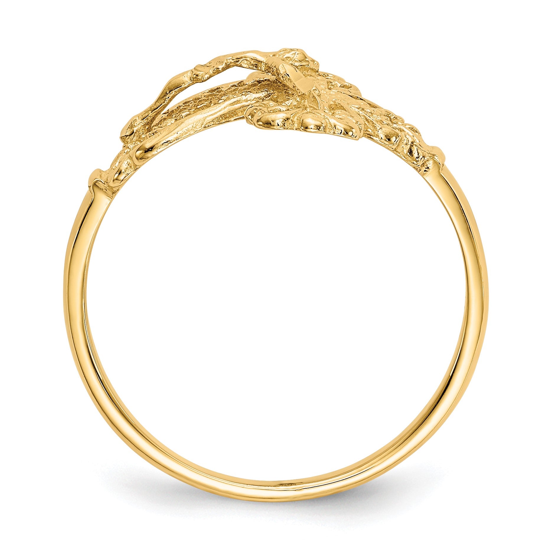 14K Diamond-cut Crucifix Ring