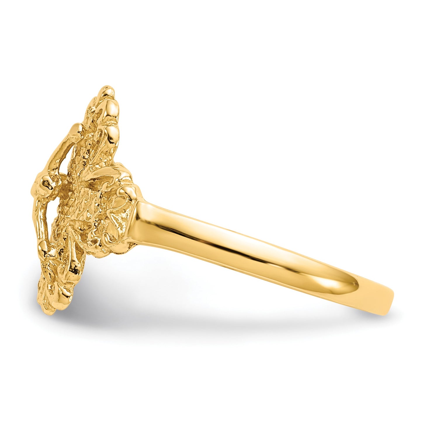 14K Diamond-cut Crucifix Ring