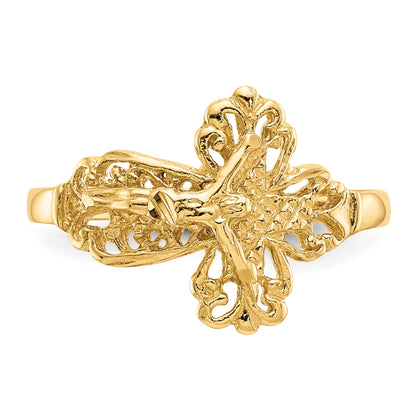 14K Diamond-cut Crucifix Ring