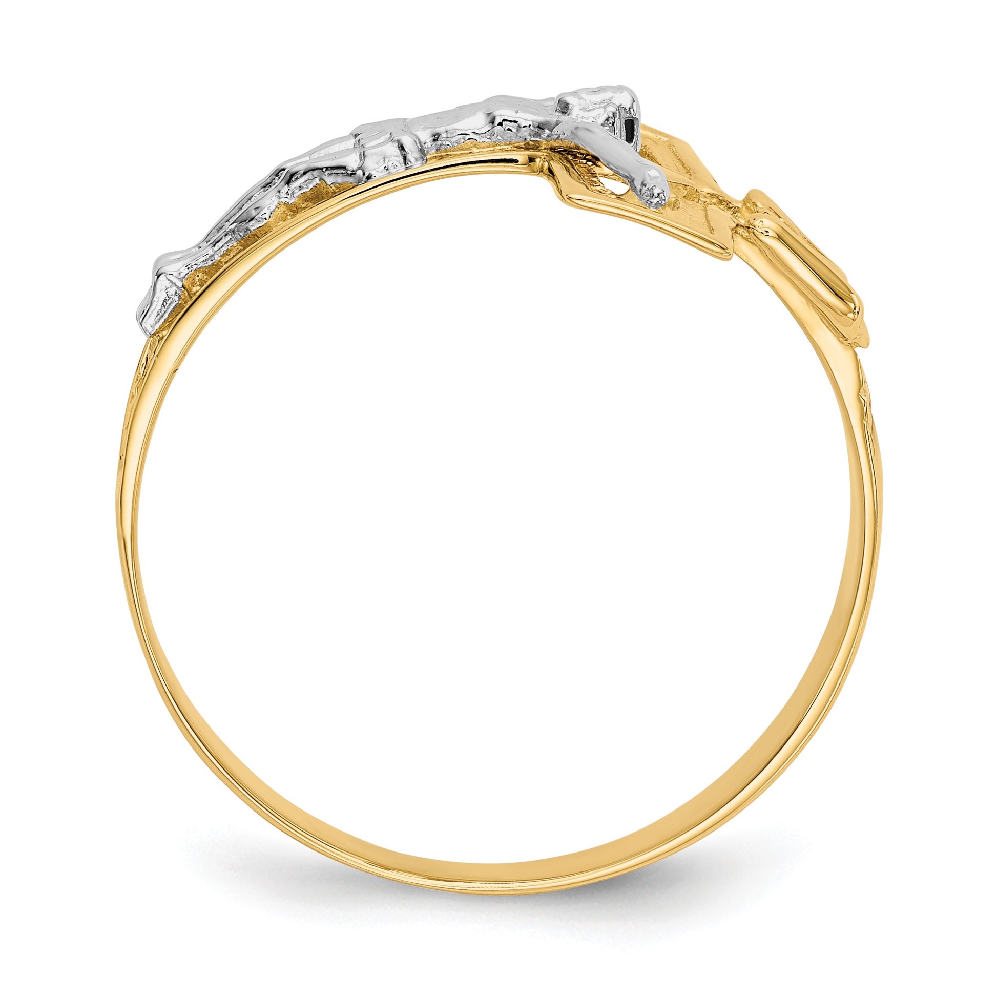 14K Two-tone Mens Polished Crucifix Ring