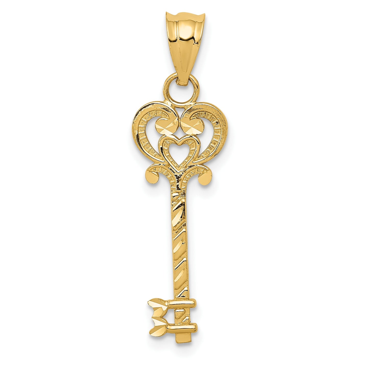 14k Diamond-cut Key Pendant