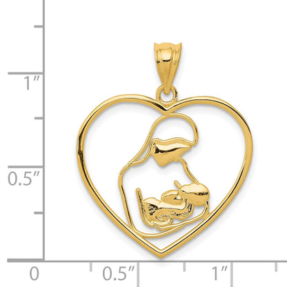 14k Mother and Child in Heart Pendant