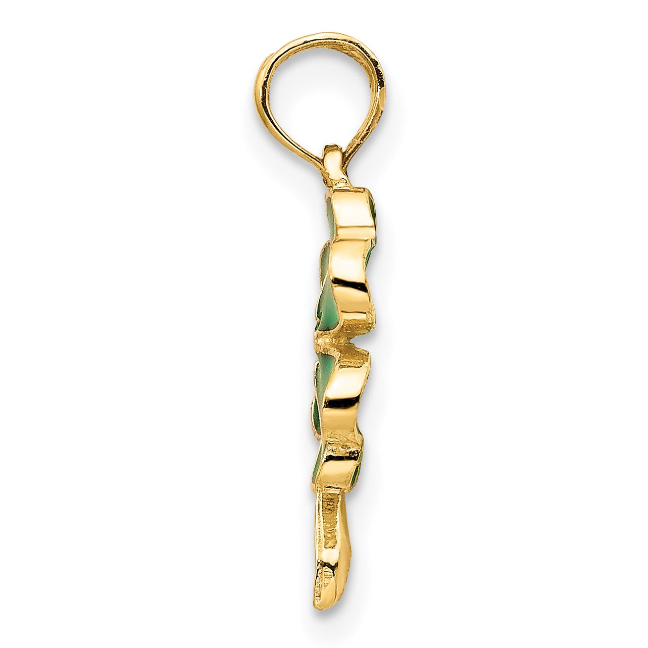14K 4-Leaf Clover Enameled Pendant