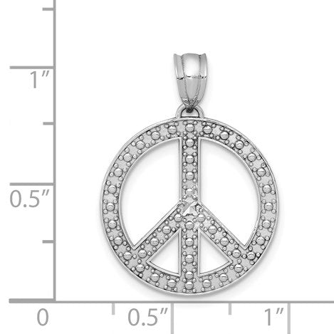 14k White Gold Peace Symbol Pendant