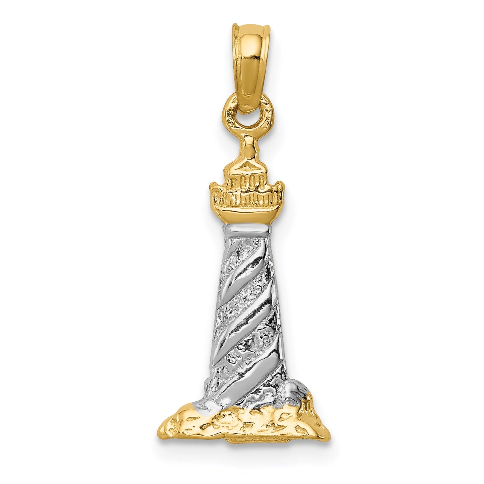 14K with White Rhodium 3-D St. Augustine Lighthouse Pendant