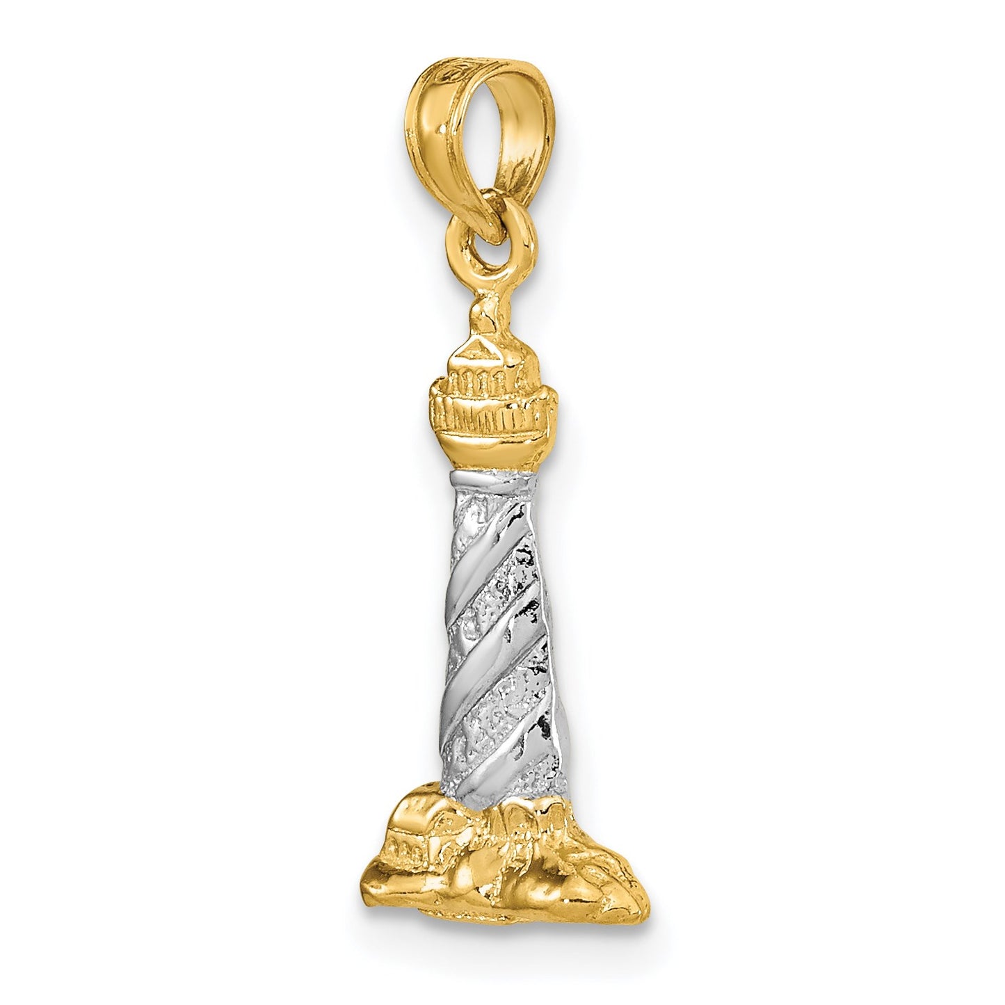14K with White Rhodium 3-D St. Augustine Lighthouse Pendant