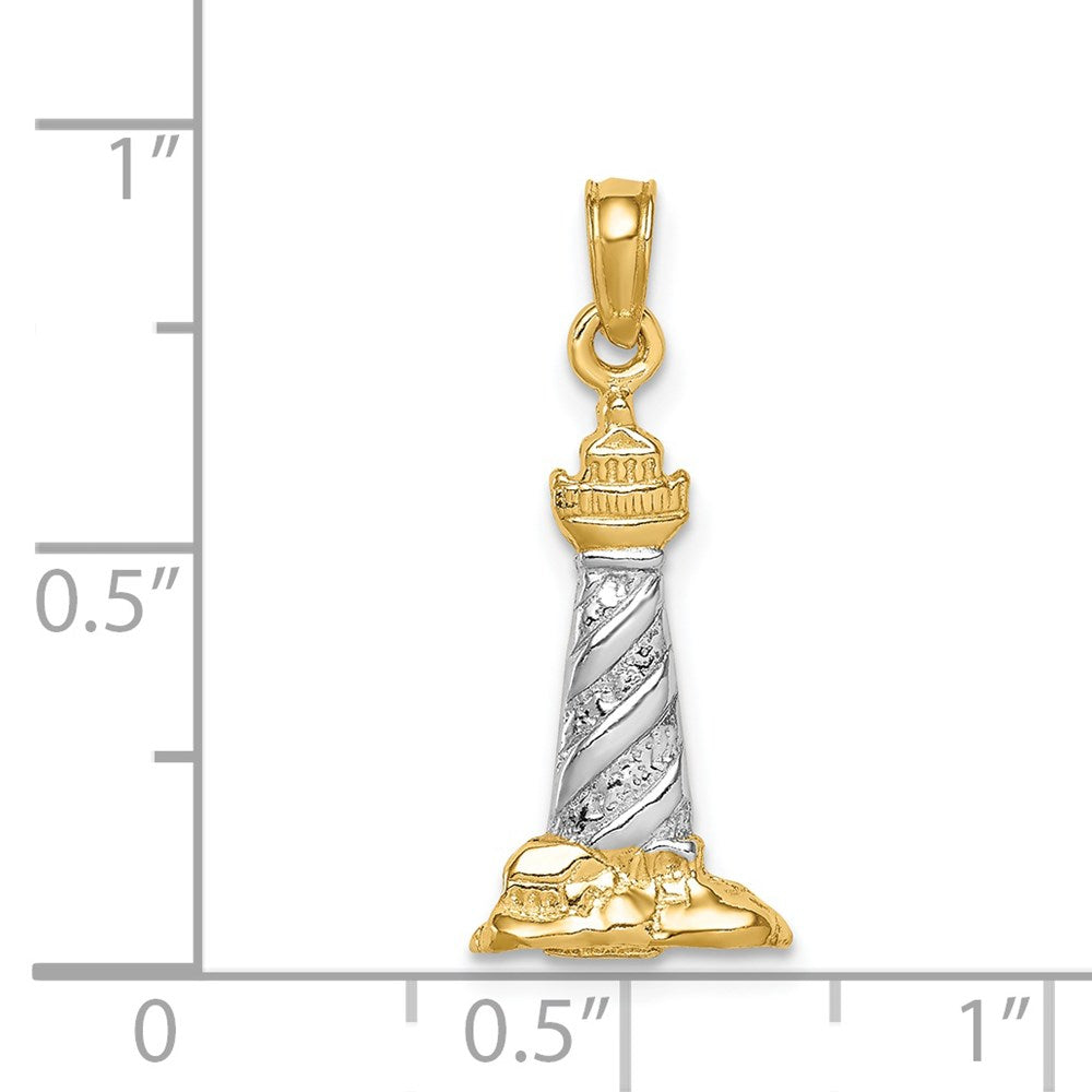 14Kw/Rhodium 3D St. Augustine Lighthouse Pendant