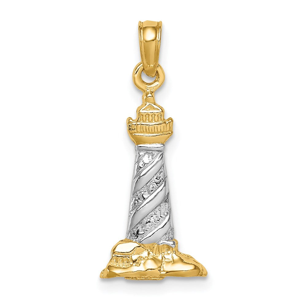 14Kw/Rhodium 3D St. Augustine Lighthouse Pendant