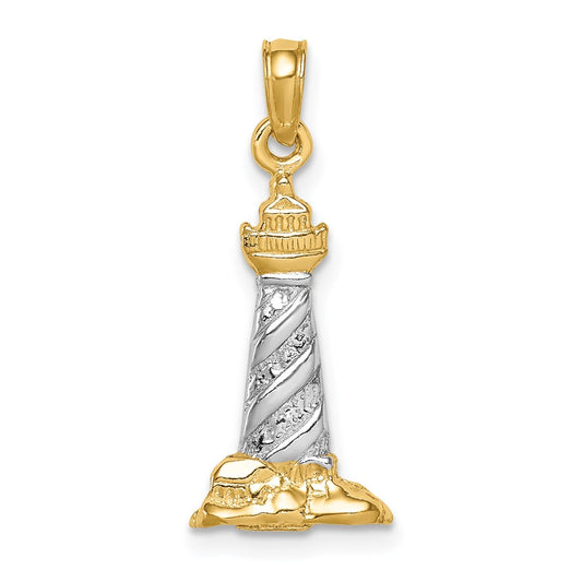 14Kw/Rhodium 3D St. Augustine Lighthouse Pendant