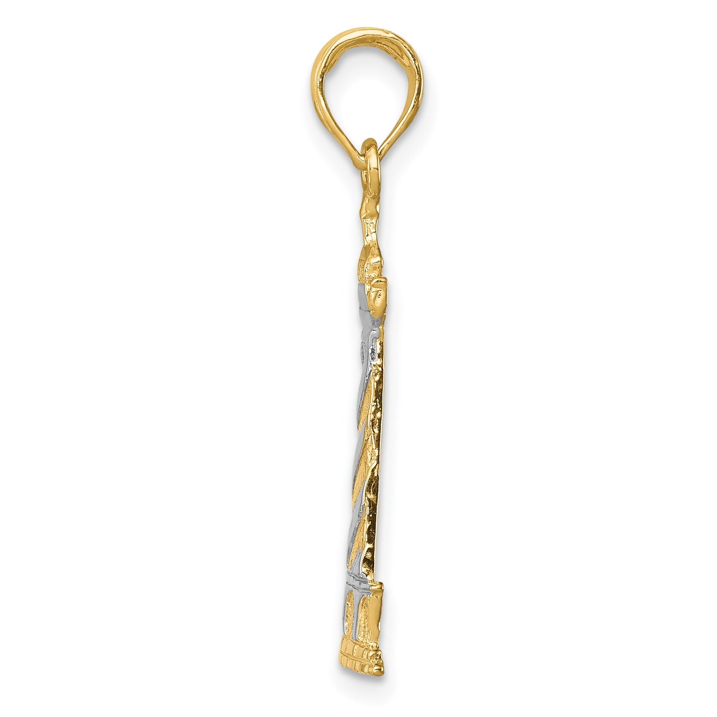 14K and White Rhodium Cape Hatteras Lighthouse Pendant