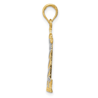 14K and White Rhodium Cape Hatteras Lighthouse Pendant