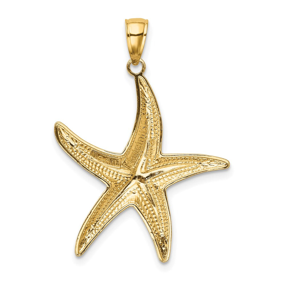 14K with White Rhodium Starfish Pendant