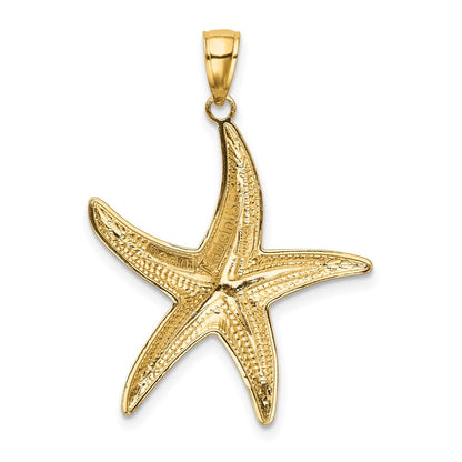 14K with White Rhodium Starfish Pendant