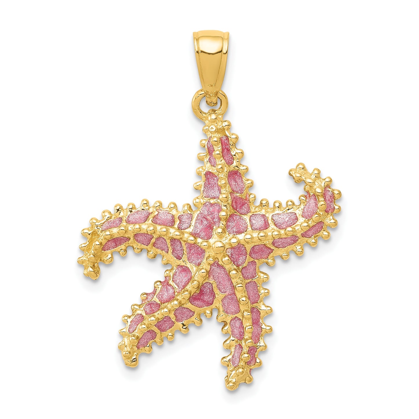 14K Pink Enameled Starfish Pendant