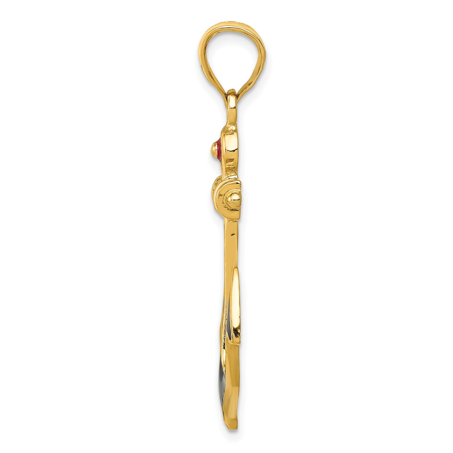 14K 2-D Red White and Blue Enameled Anchor Pendant
