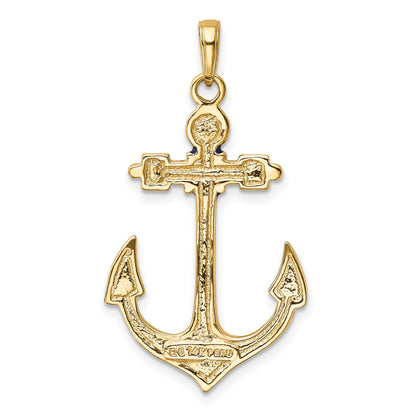 14K 2-D Red White and Blue Enameled Anchor Pendant