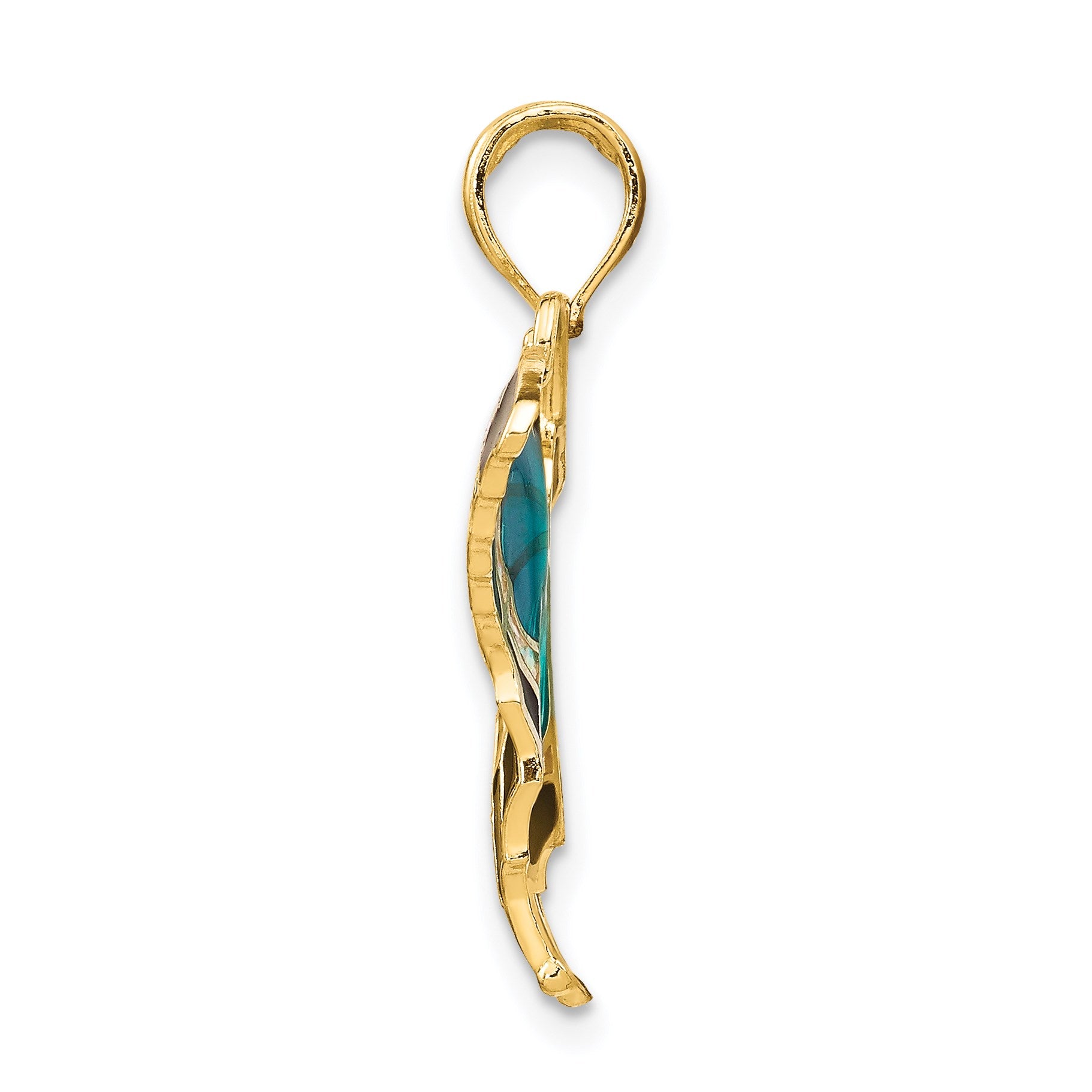 14K Blue Enameled Butterfly Pendant