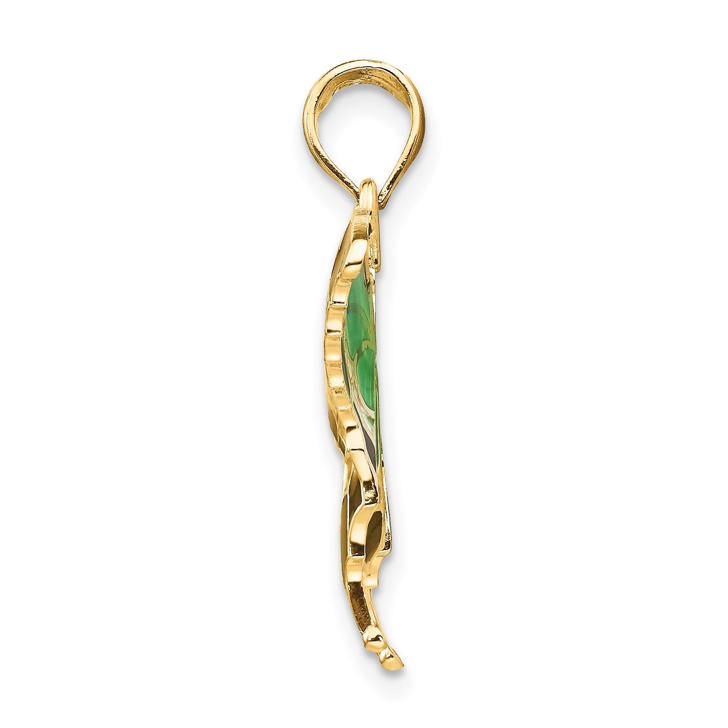 14K Green Enameled Butterly Pendant