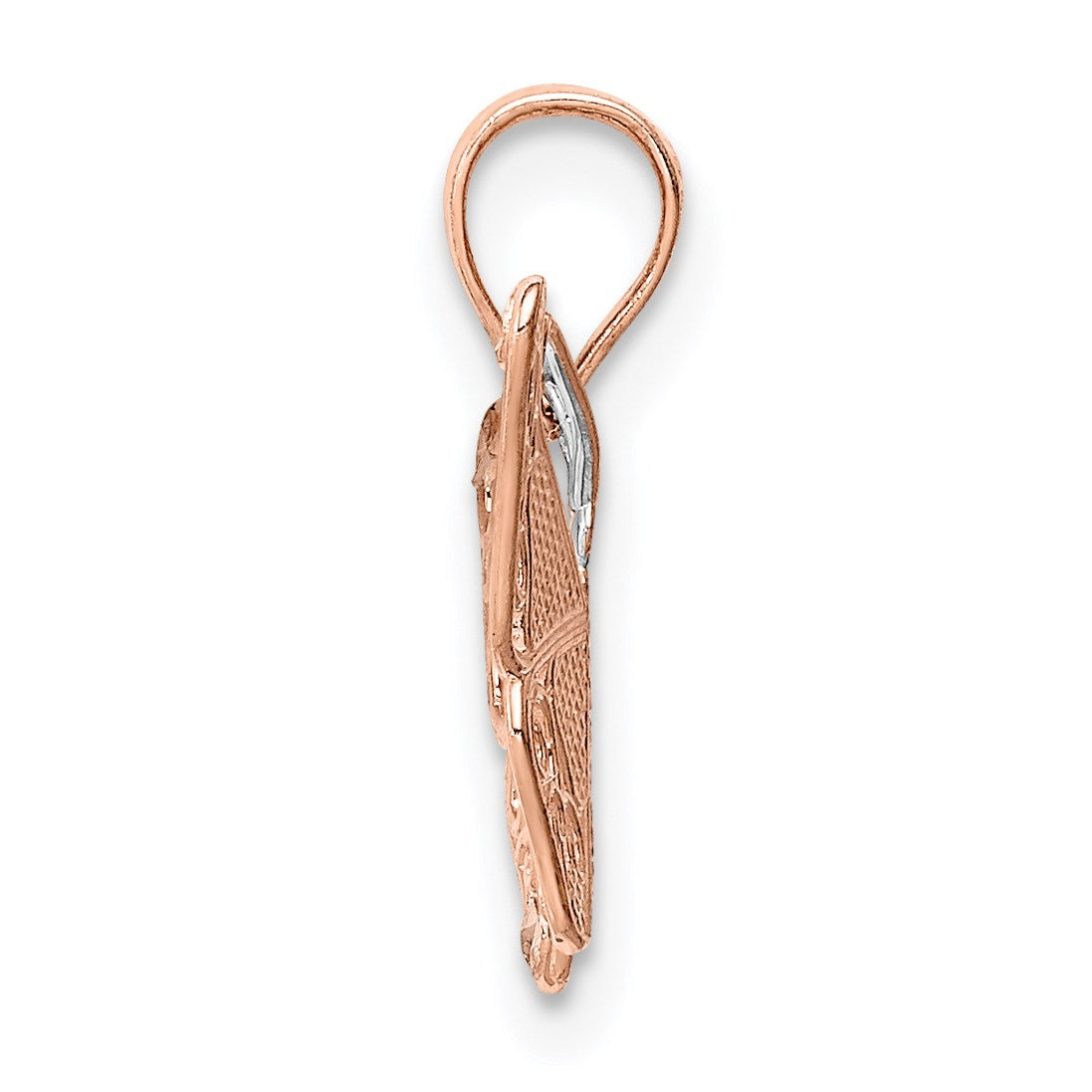 14k Rose Gold with White Rhodium Diamond-cut Butterfly Pendant