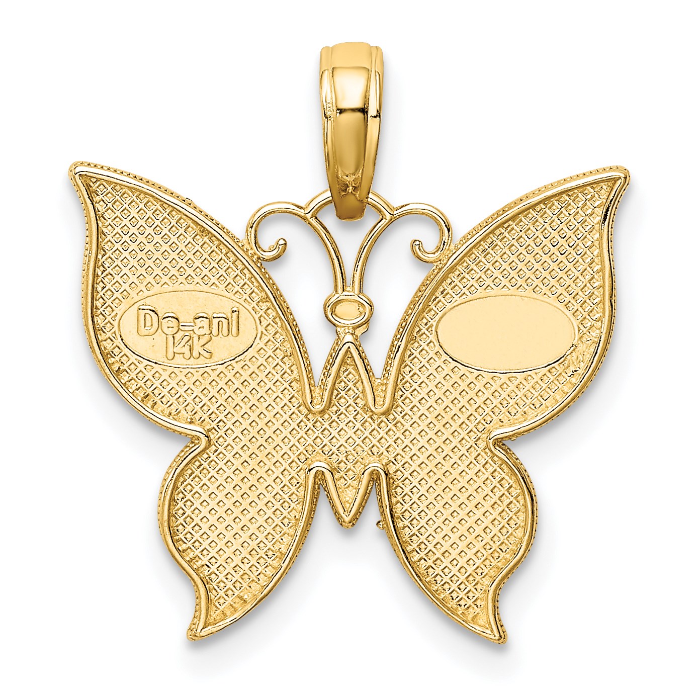 14K and White Rhodium Butterfly Pendant