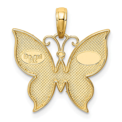 14K and White Rhodium Butterfly Pendant