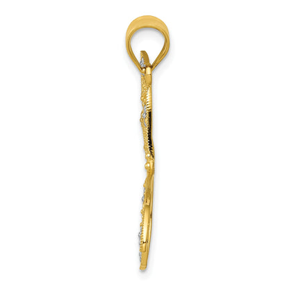 14k and White Rhodium Filigree Dragonfly Pendant