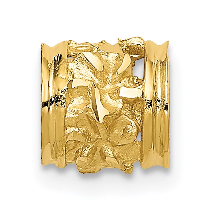 14k Diamond-cut Mini Plumeria Barrel Slide