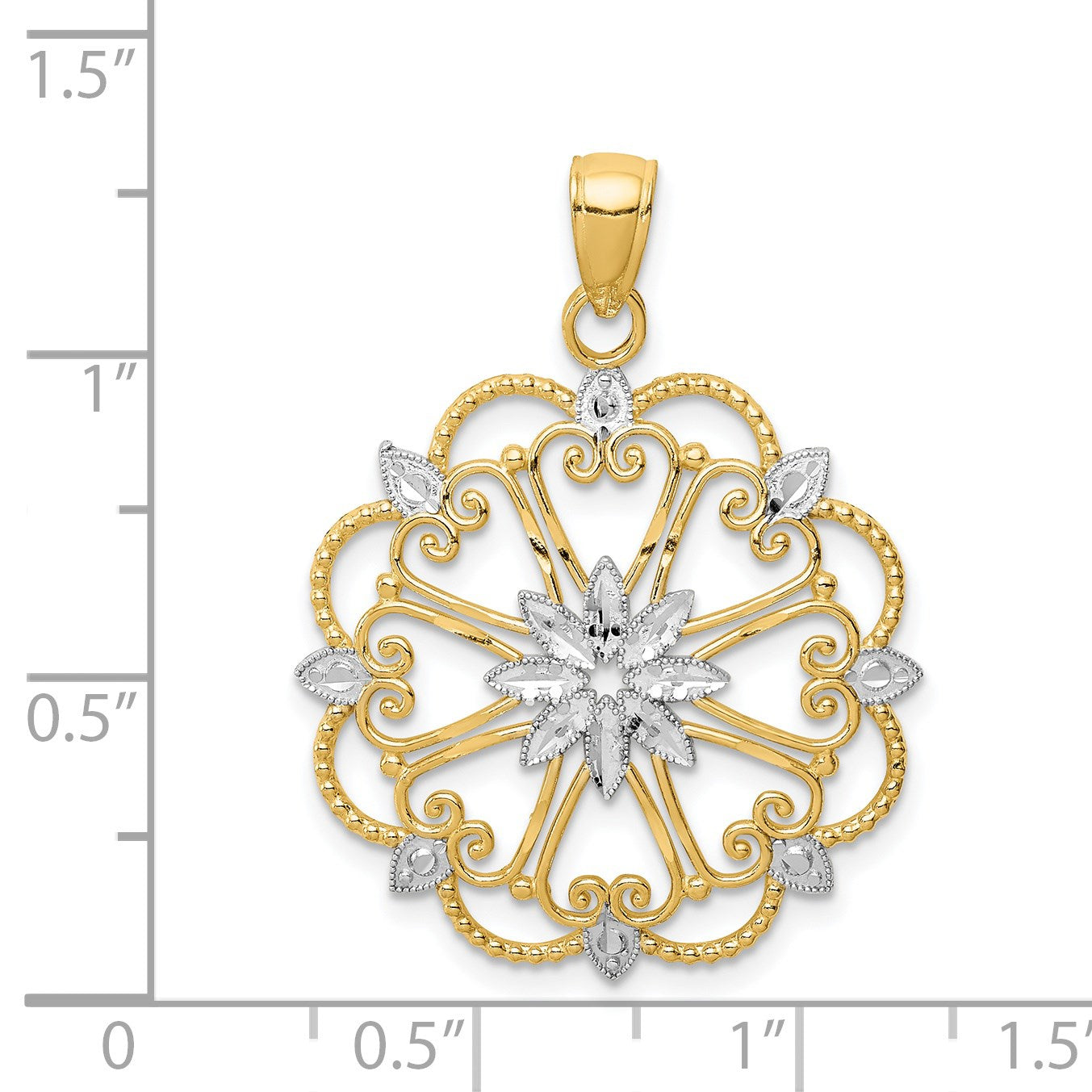 14K and White Rhodium Starburst Pendant