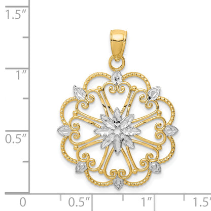 14K and White Rhodium Starburst Pendant