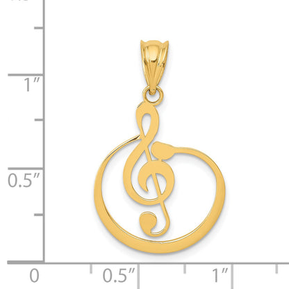 14k G Treble Clef Musical Note Pendant