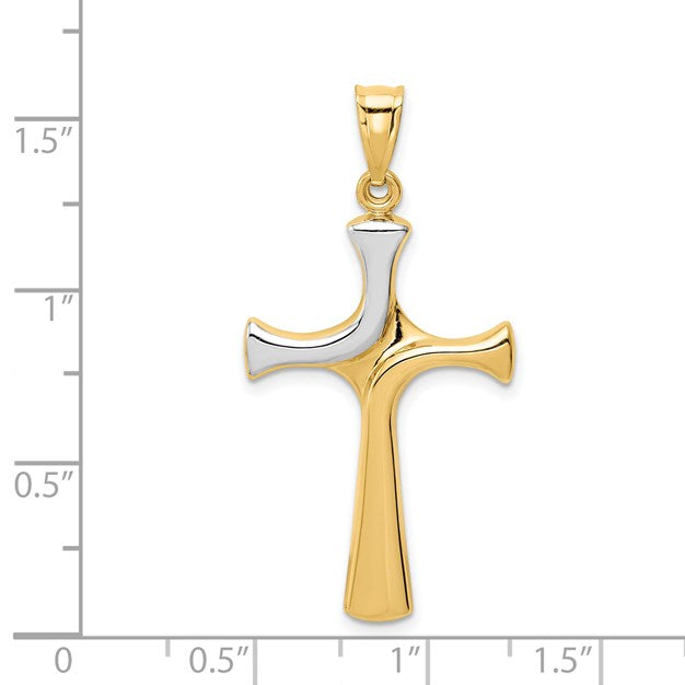 14k and White Rhodium Fancy Cross Pendant