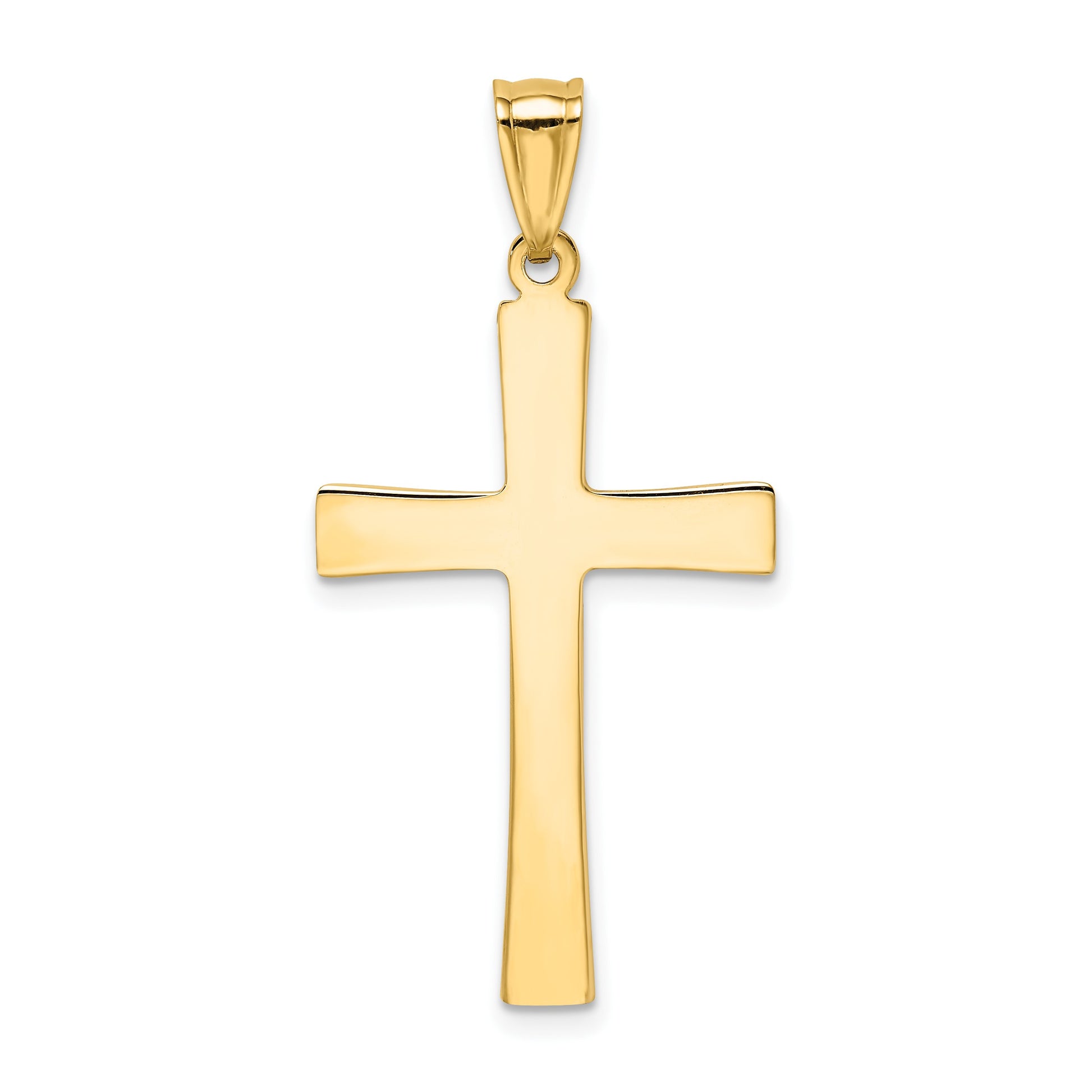 14k and White Rhodium Diamond-cut Cross Pendant