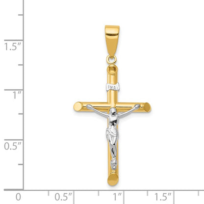 14k Two-tone Hollow Crucifix Pendant