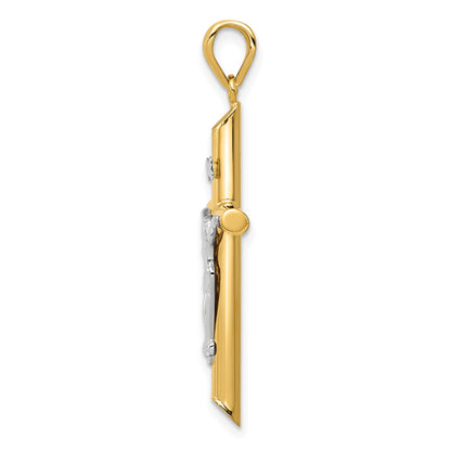 14k Two-tone Hollow Crucifix Pendant