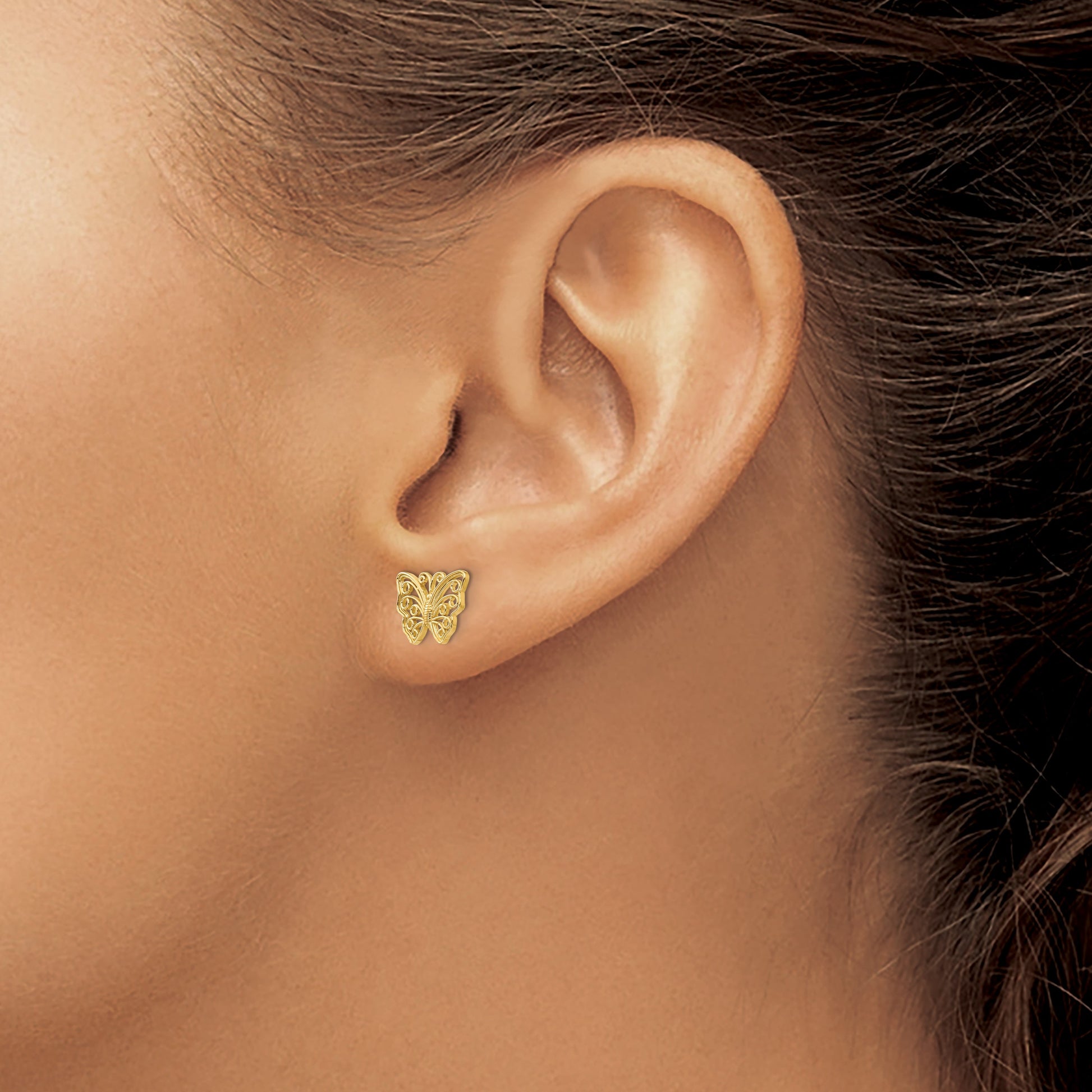 14K Cut-out Butterfly Post Earrings