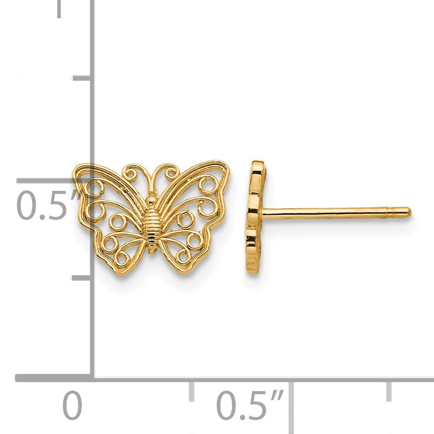 14K Cut-out Butterfly Post Earrings
