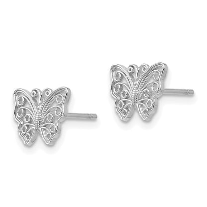 14K White Gold Cut-out Butterfly Post Earrings