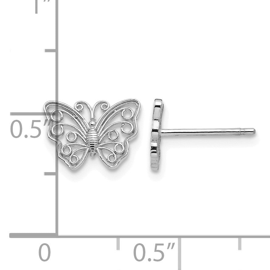 14K White Gold Cut-out Butterfly Post Earrings