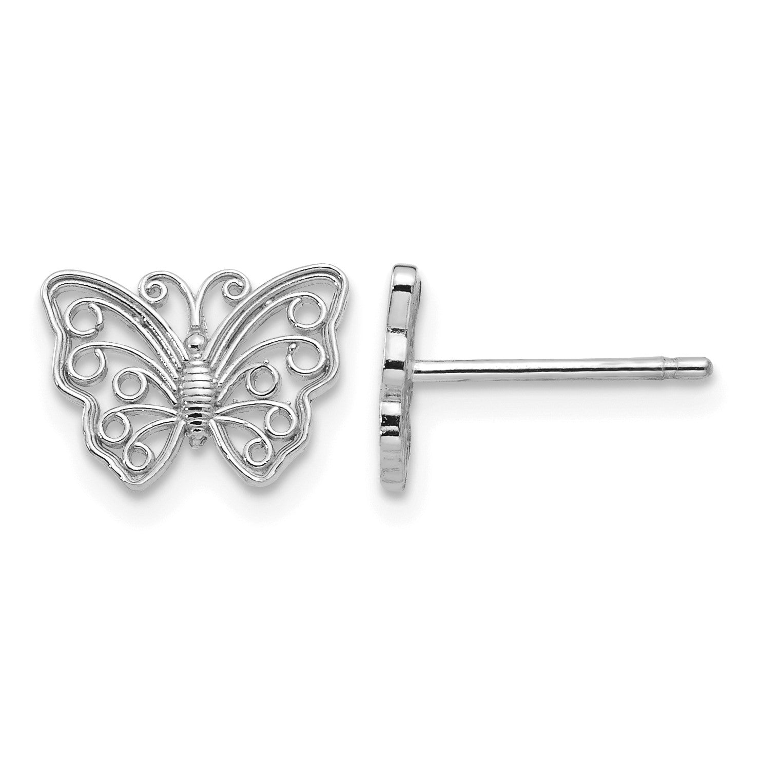 14K White Gold Cut-out Butterfly Post Earrings
