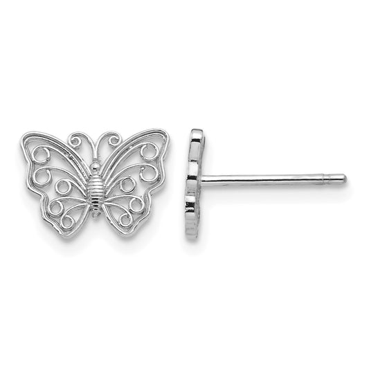 14K White Gold Cut-out Butterfly Post Earrings